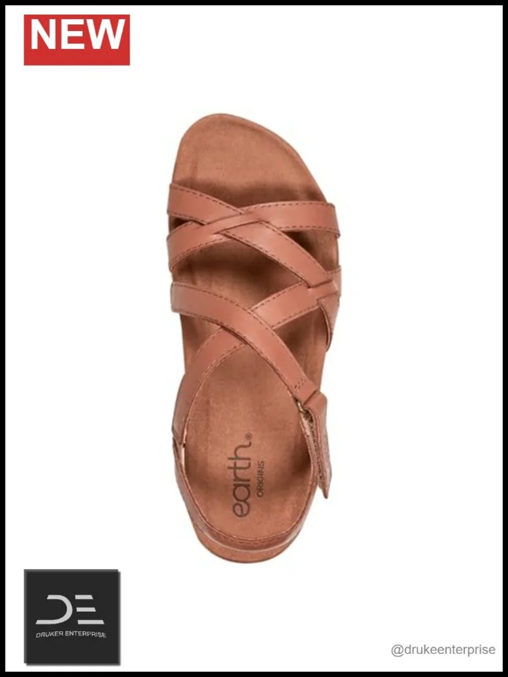 Earth Sterling Athletic Sandals Leather Open Toe Hook & Loop